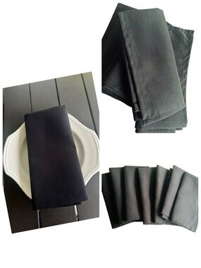 Black Cloth Napkins - Set of 7